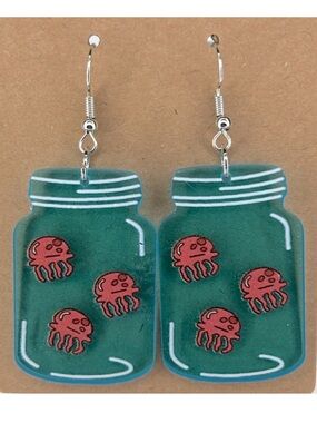 Acrylic Bottle Of Jelly Fish Design Dangle Earrings Fashion Jewelry